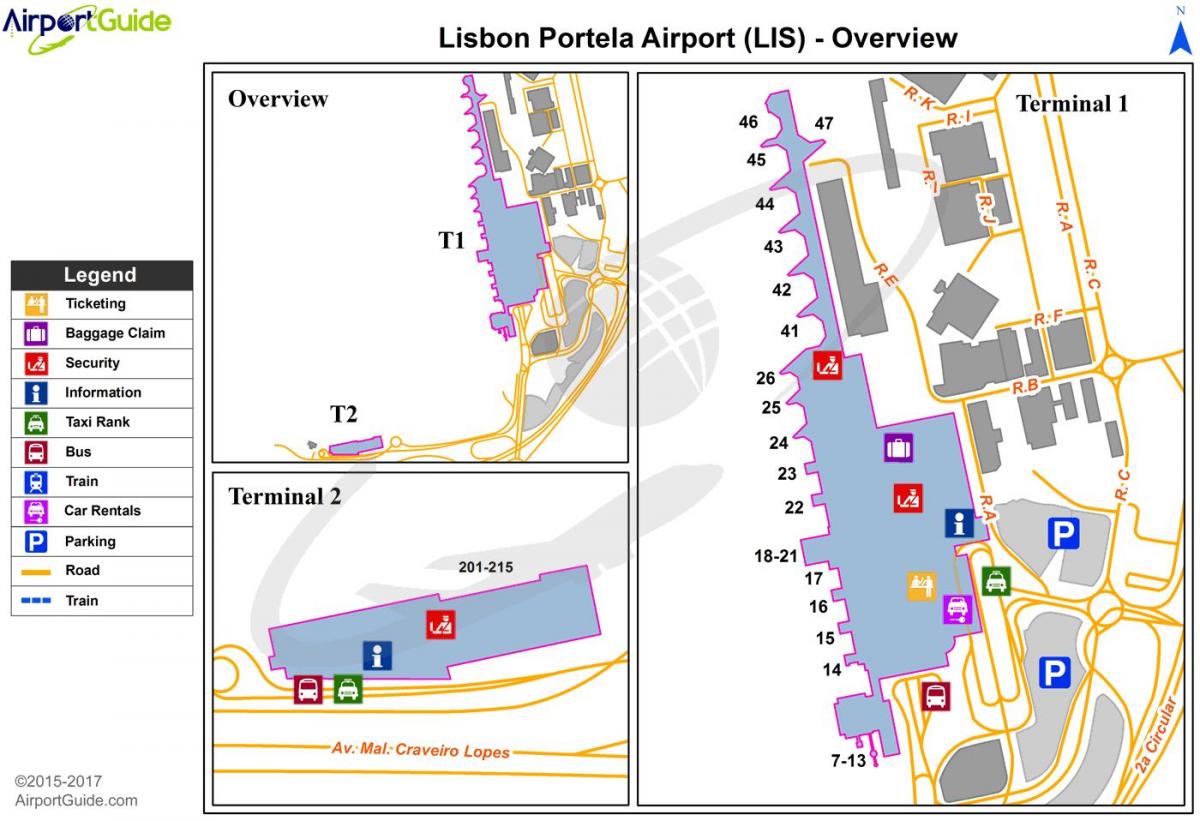 aeroporto di lisbona-portela terminal mappa