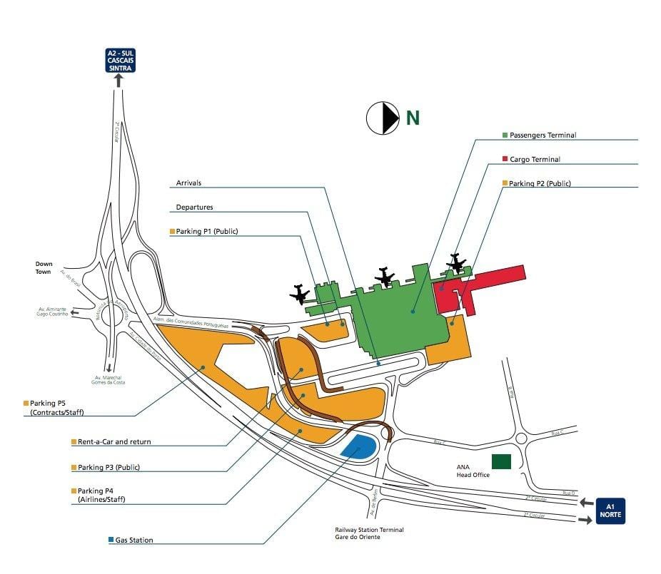 l'aeroporto internazionale di lisbona la mappa