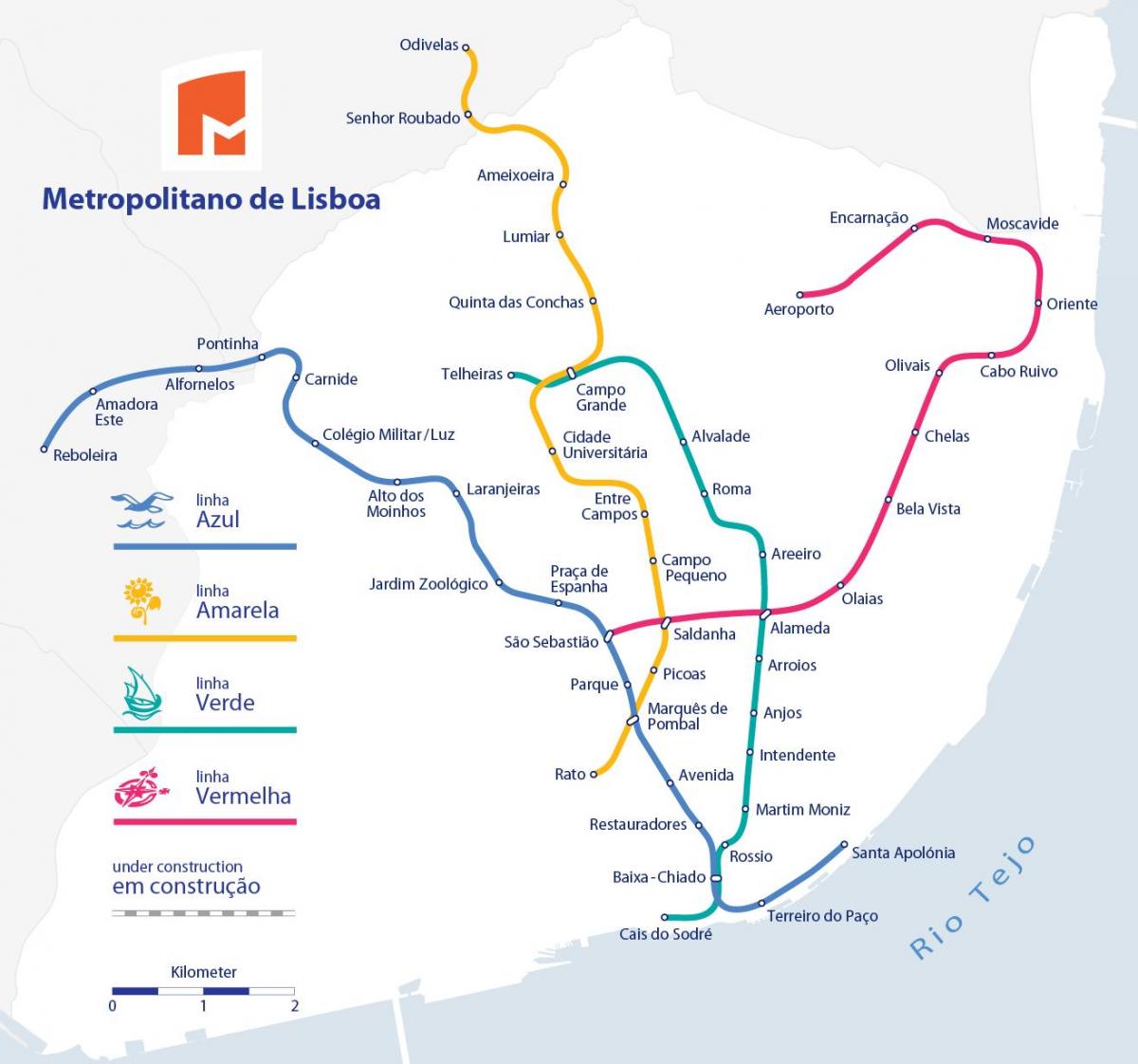 mappa della metropolitana di lisbona