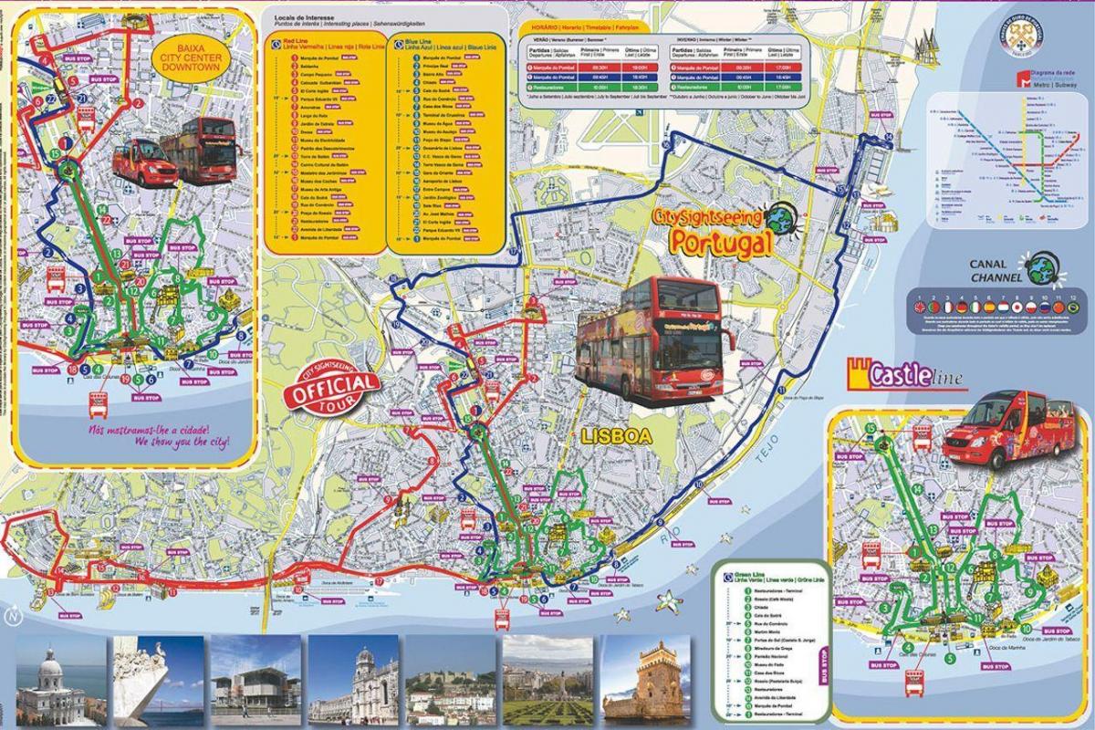 lisbona hop on hop off bus route map