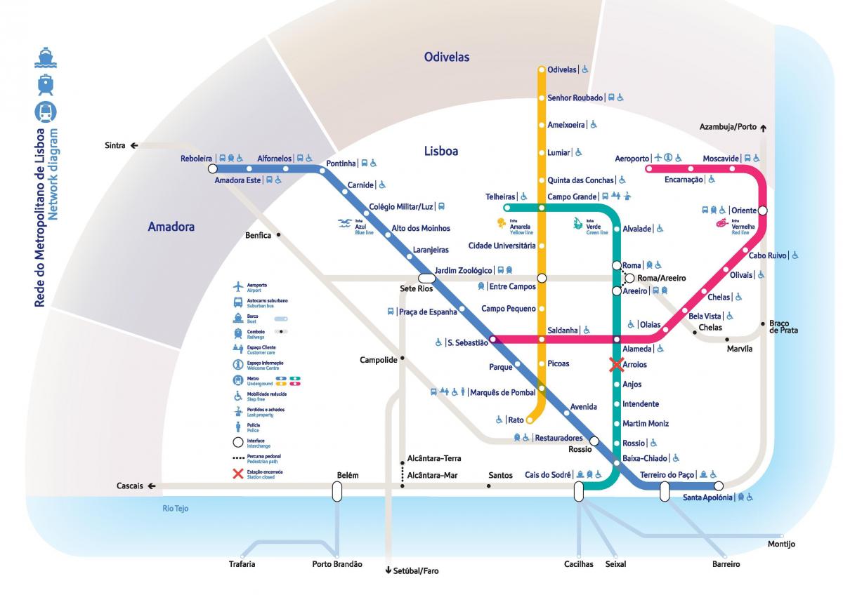 mappa della metropolitana di lisbona