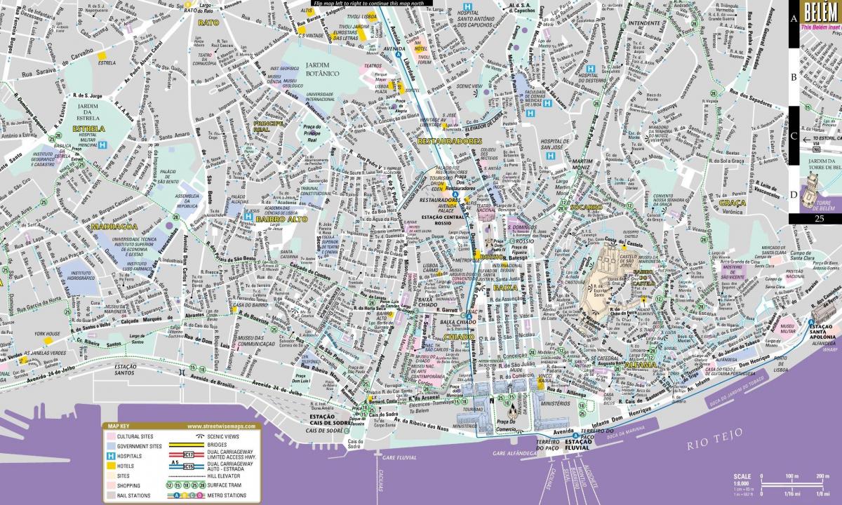 mappa stradale di città di lisbona