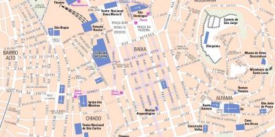 Mappa di lisbona, portogallo centro città