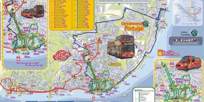 Lisbona hop on hop off bus route map