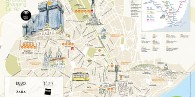Mappa del centro di lisbona, portogallo